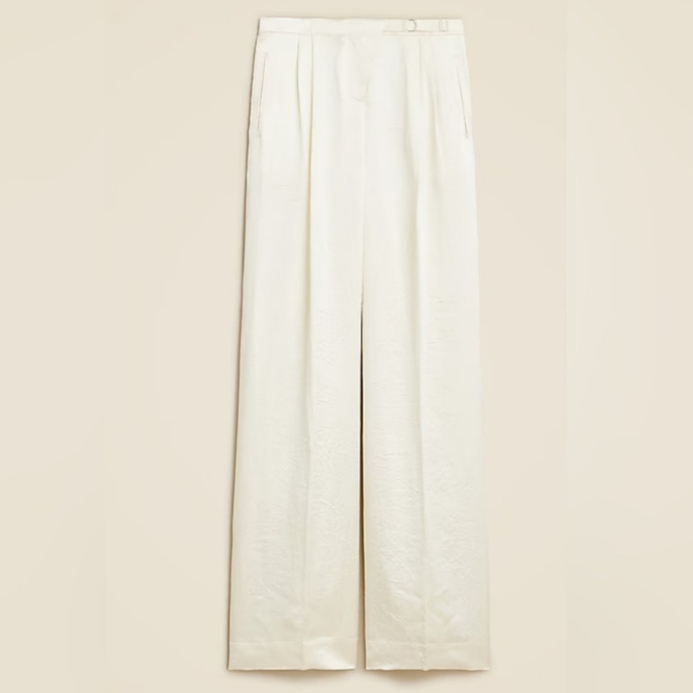 Anna October X J.Crew Wide-Leg Trouser In Textured Satin Ivory